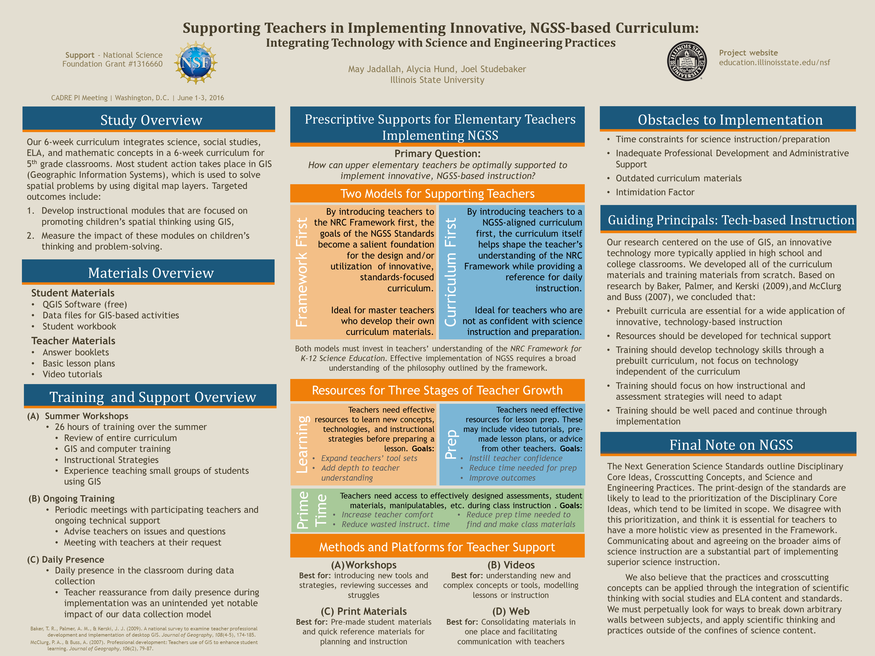 Supporting Teachers in Implementing Innovative, NGSSbased Curriculum
